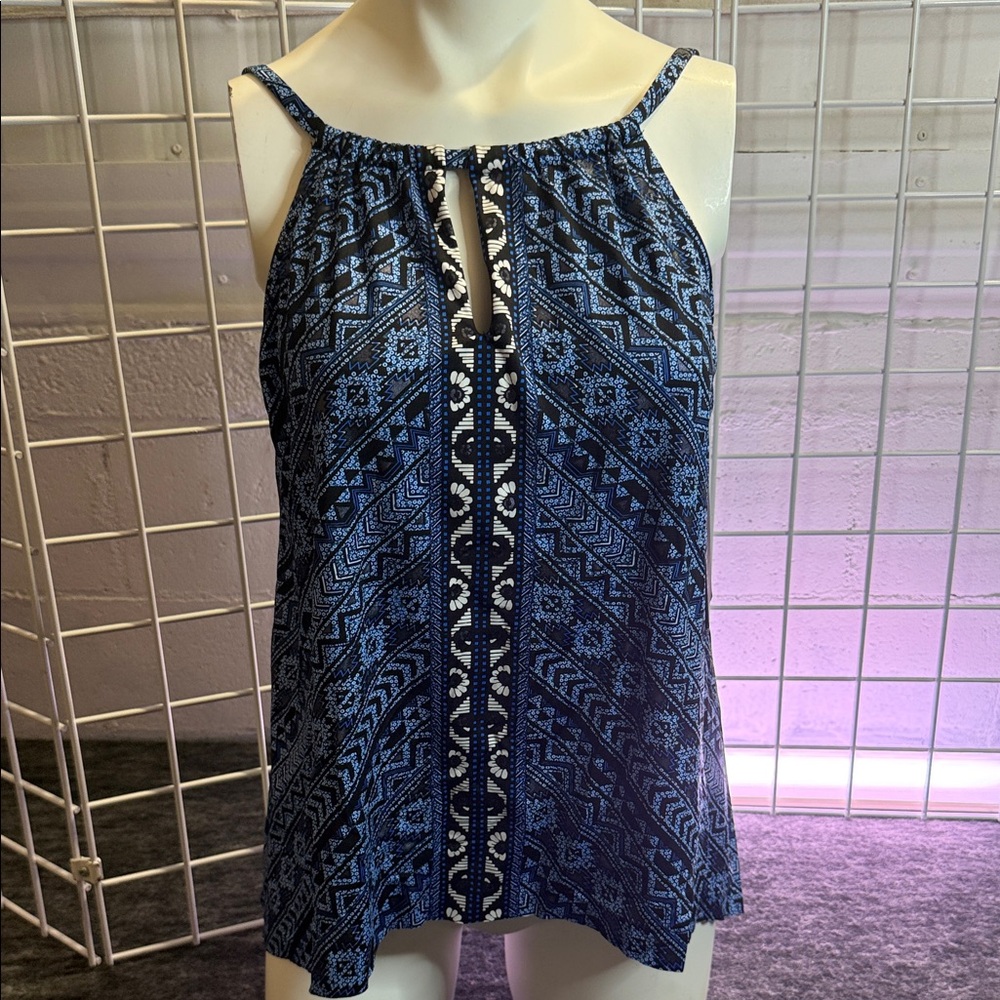 Miraclesuit Blue Patterned Bikini Top